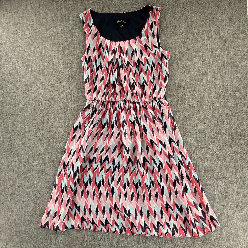 BCX‎ Mini Dress XXS Sleeveless Scoop Neck Lined Polyester Multicolor Cute Summer